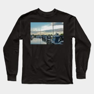 Boats moored up in Thurne Dyke Long Sleeve T-Shirt